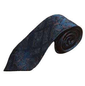 Holt Renfrew Men's 100% Silk Tie Dark Blue Paisley Print Made in Italy
